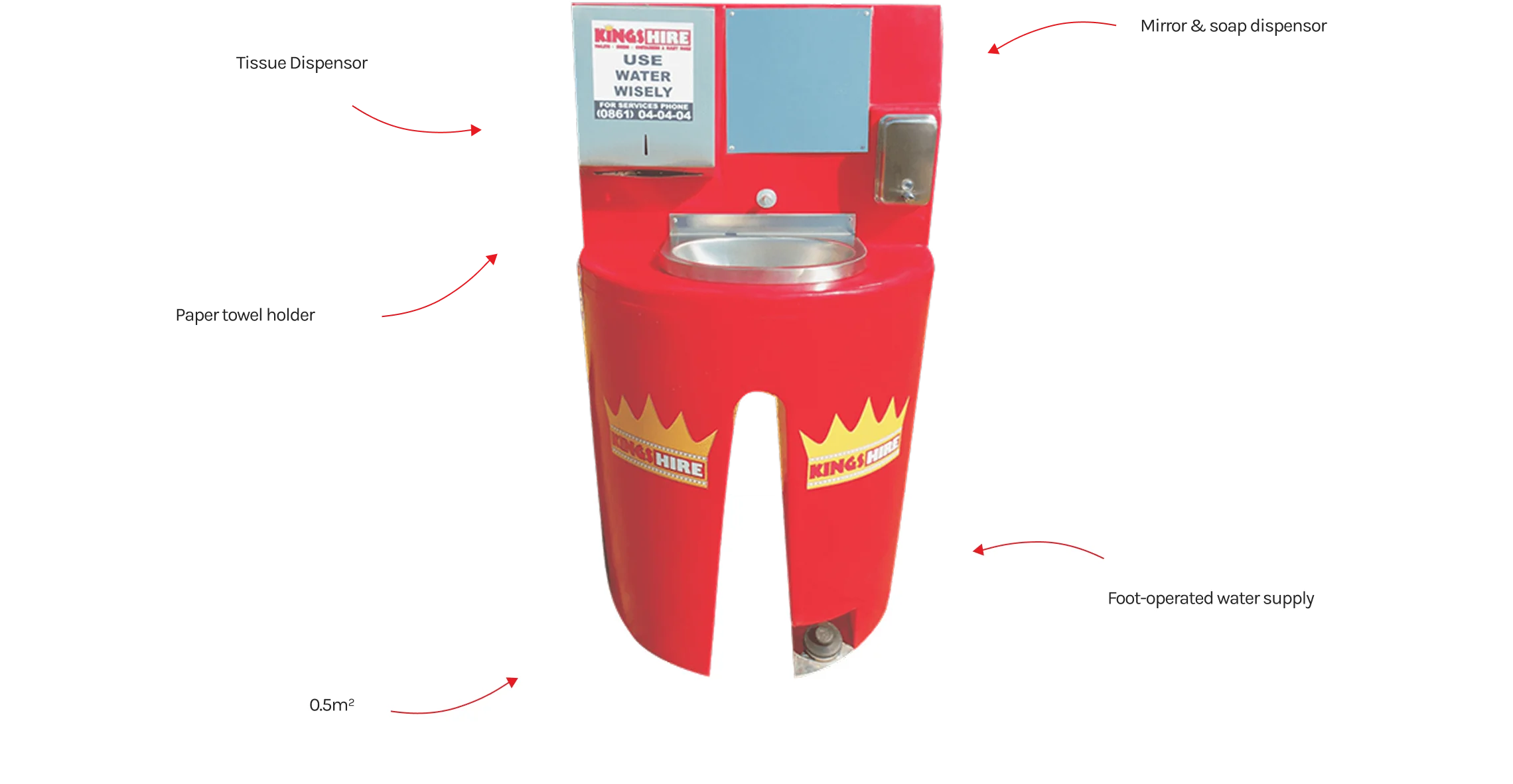 Kings Hire - Technical Specifications - Standalone Wash basin